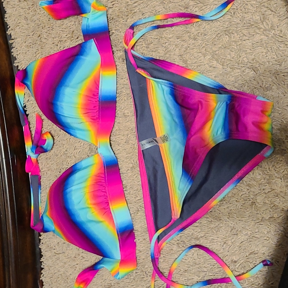 Victoria's secret padded tie halter top bikini. Xl top m bottom